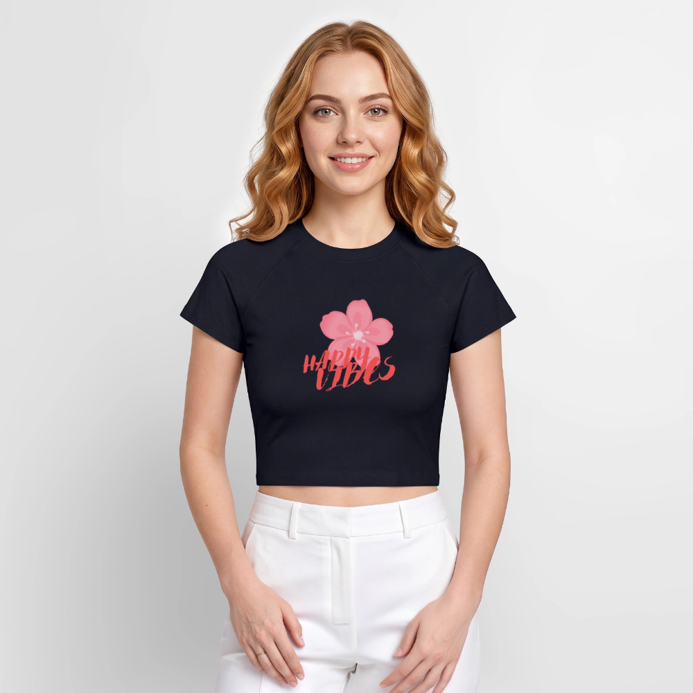 Damen Cropped T-Shirt - Navy