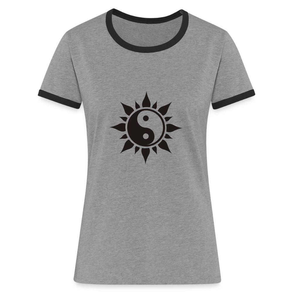 Frauen Ringer T-Shirt - Grau meliert/Schwarz