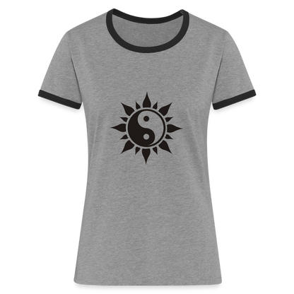 Frauen Ringer T-Shirt - Grau meliert/Schwarz