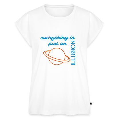 Frauen T-Shirt mit gerollten Ärmeln - Weiß