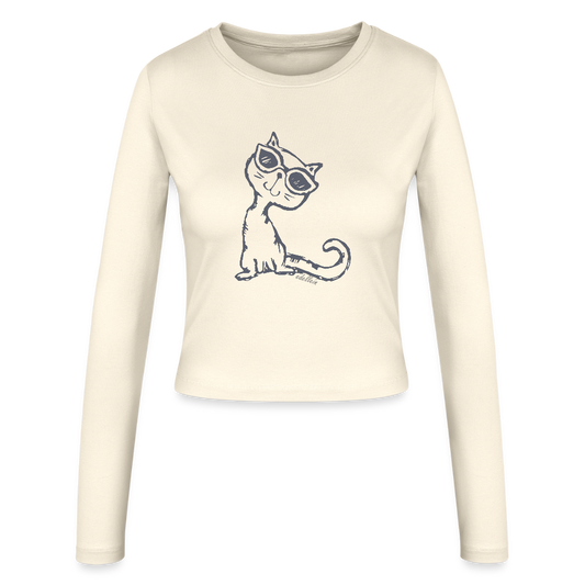 Frauen Slim Fit Langarmshirt - Creme