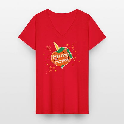 Klassisches Frauen-T-Shirt mit V-Ausschnitt - Rot