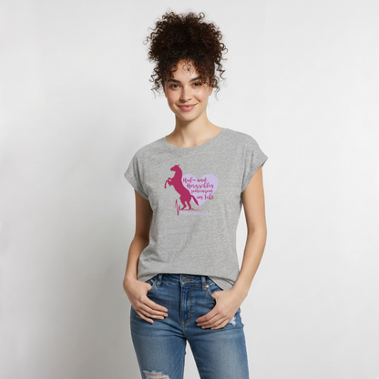 Frauen T-Shirt mit gerollten Ärmeln - Grau meliert