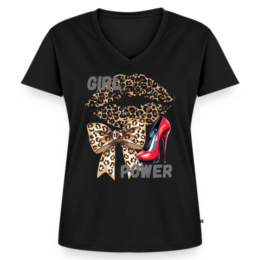 Frauen Bio-T-Shirt mit V-Ausschnitt - Schwarz