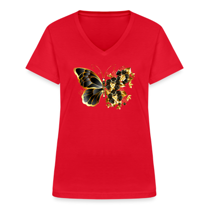 Klassisches Frauen-T-Shirt mit V-Ausschnitt - Rot