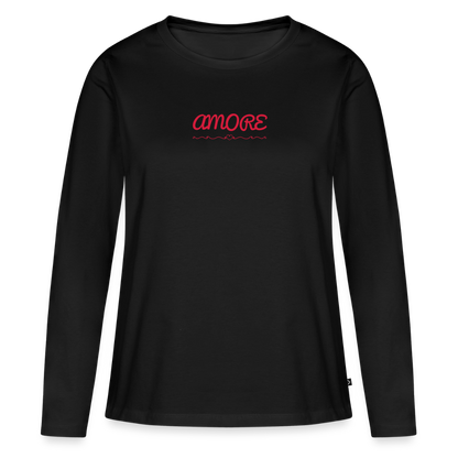 Frauen Premium Langarmshirt - Schwarz