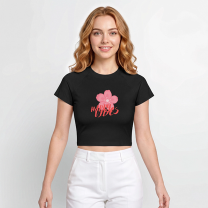 Damen Cropped T-Shirt - Schwarz