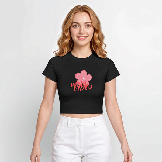 Damen Cropped T-Shirt - Schwarz