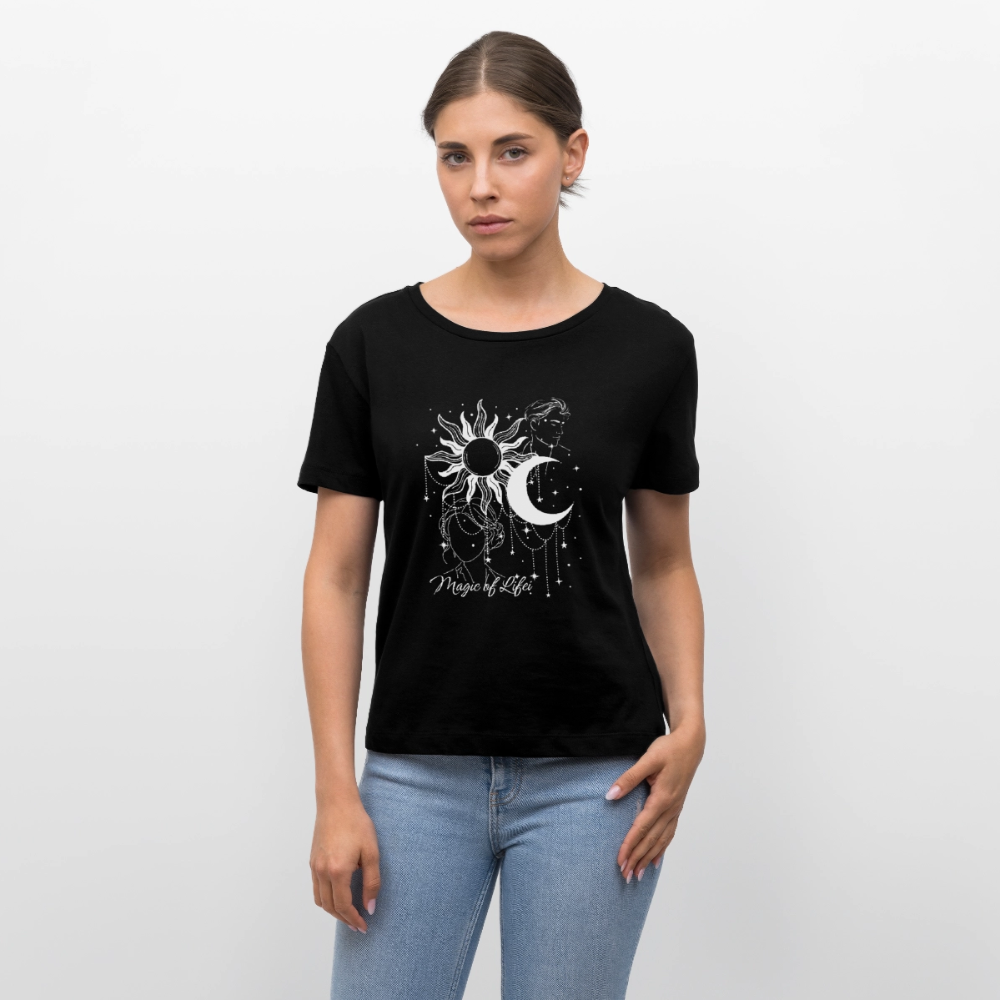Relaxed Rundhals Frauen Bio-T-Shirt - Schwarz