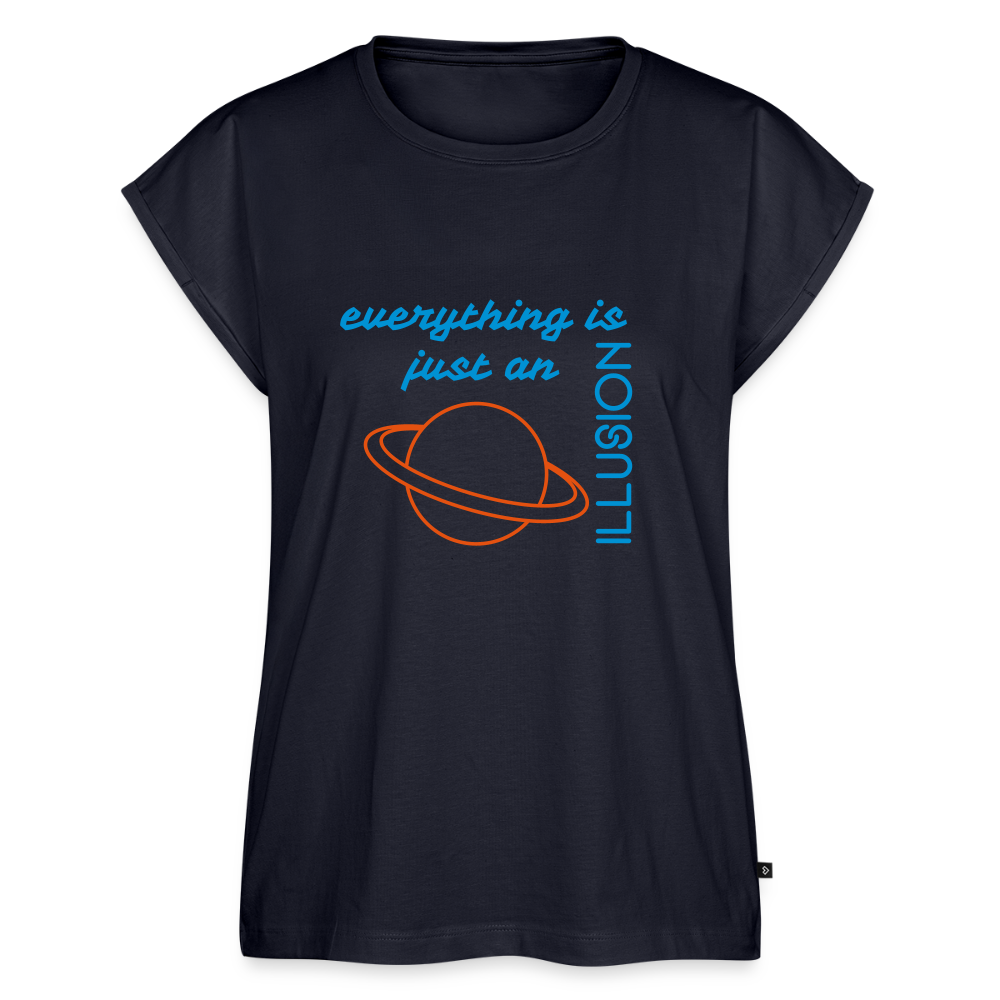 Frauen T-Shirt mit gerollten Ärmeln - Navy