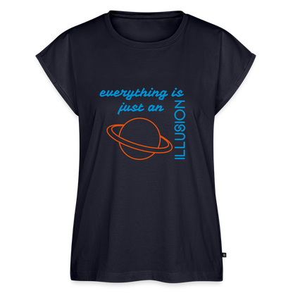 Frauen T-Shirt mit gerollten Ärmeln - Navy