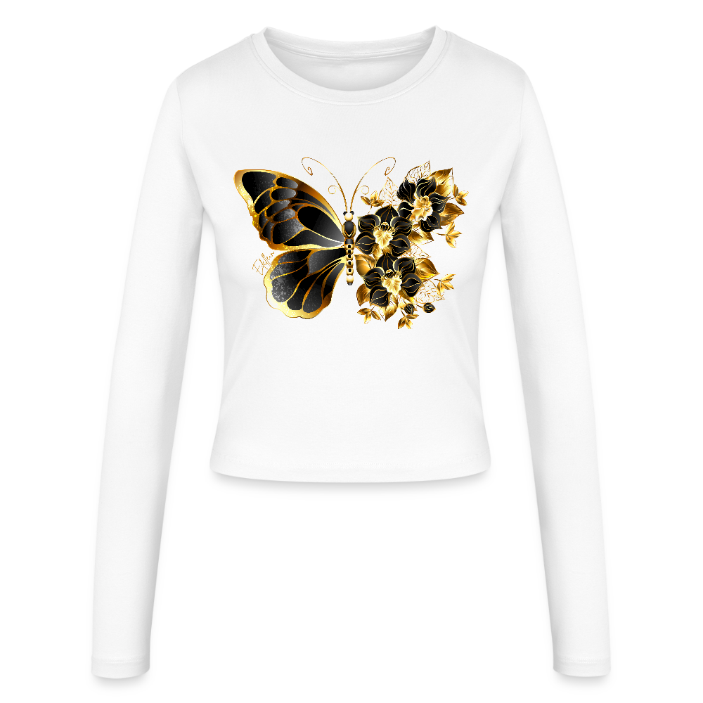 Frauen Slim Fit Langarmshirt - Weiß