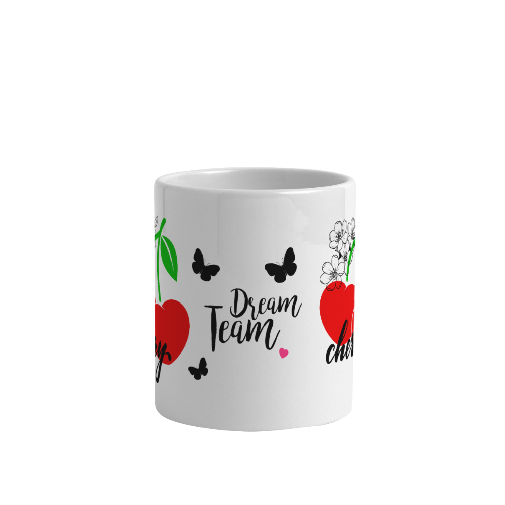 Panoramatasse mit Herzhenkel - Weiß