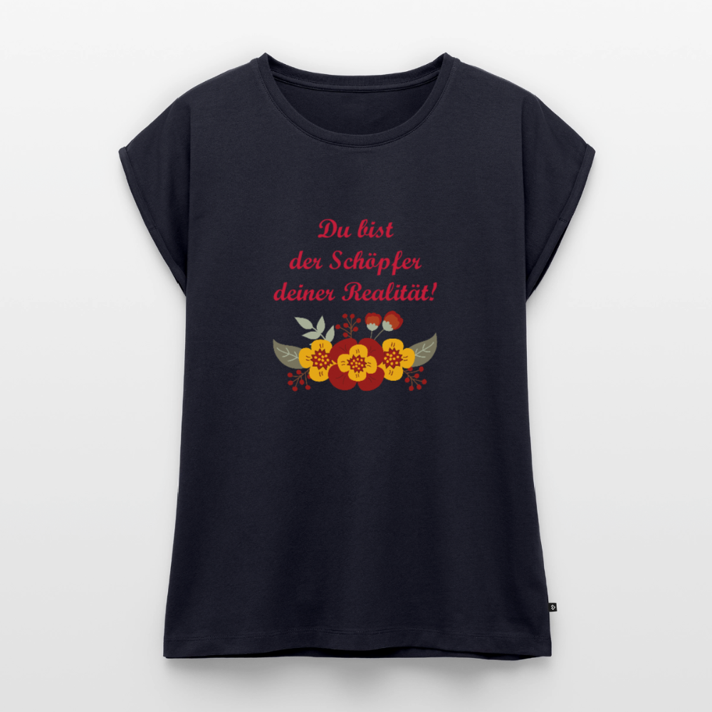 Frauen T-Shirt mit gerollten Ärmeln - Navy