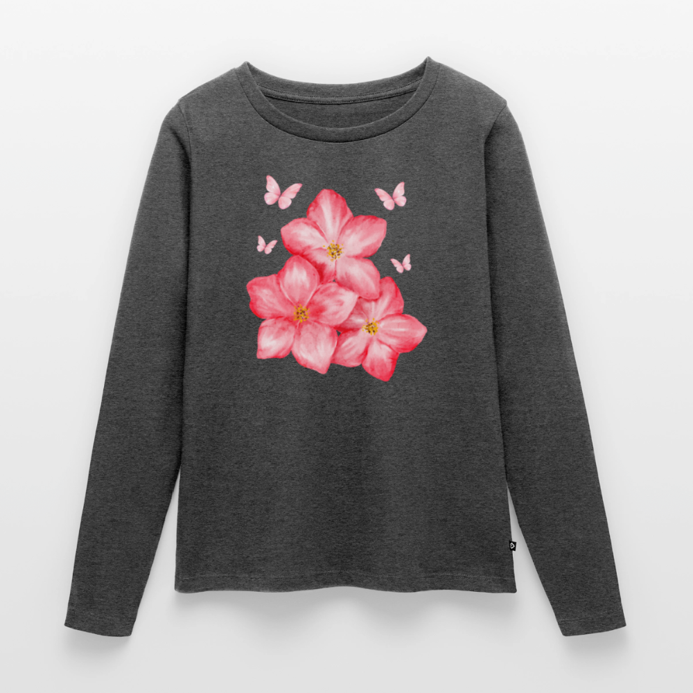 Frauen Premium Langarmshirt - Anthrazit meliert