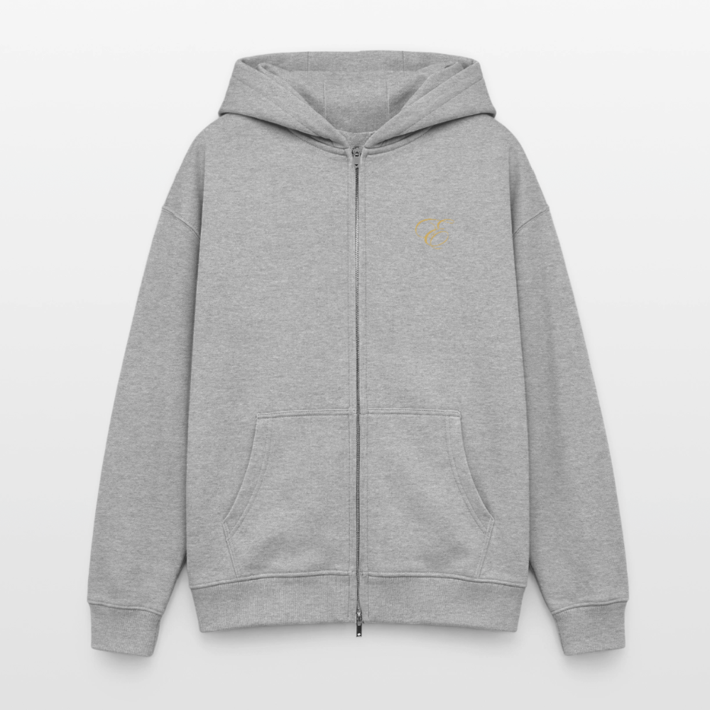 Oversized Heavyweight Unisex Zip Hoodie - Grau meliert