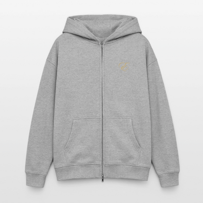 Oversized Heavyweight Unisex Zip Hoodie - Grau meliert