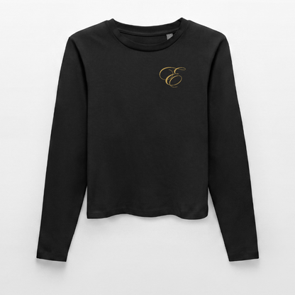 Slim Fit Frauen Organic Langarmshirt - Schwarz