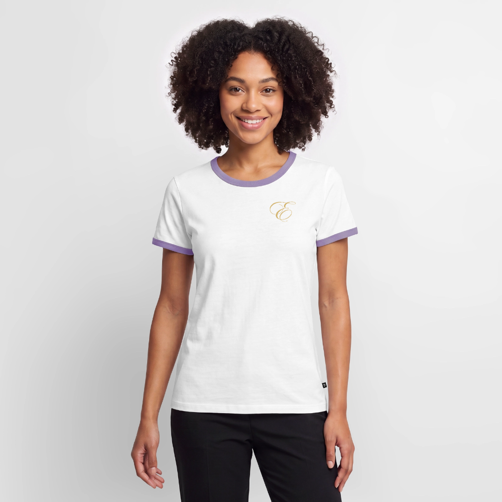 Frauen Kontrast-T-Shirt - Weiß/Lavendel