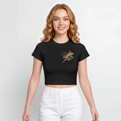 Damen Cropped T-Shirt - Schwarz