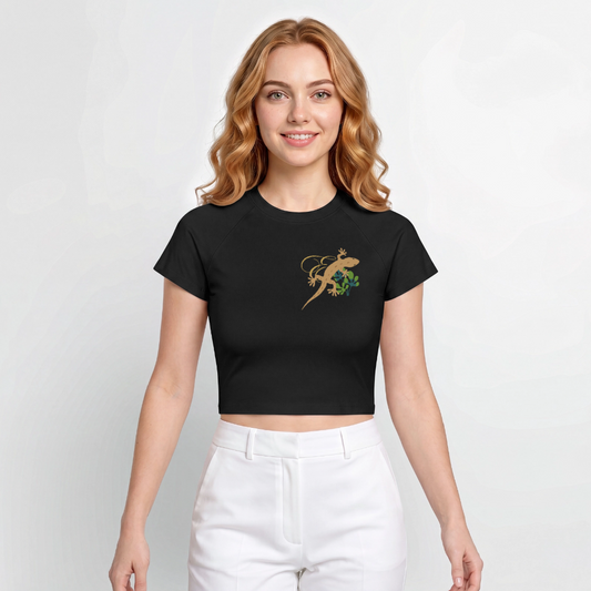Damen Cropped T-Shirt - Schwarz