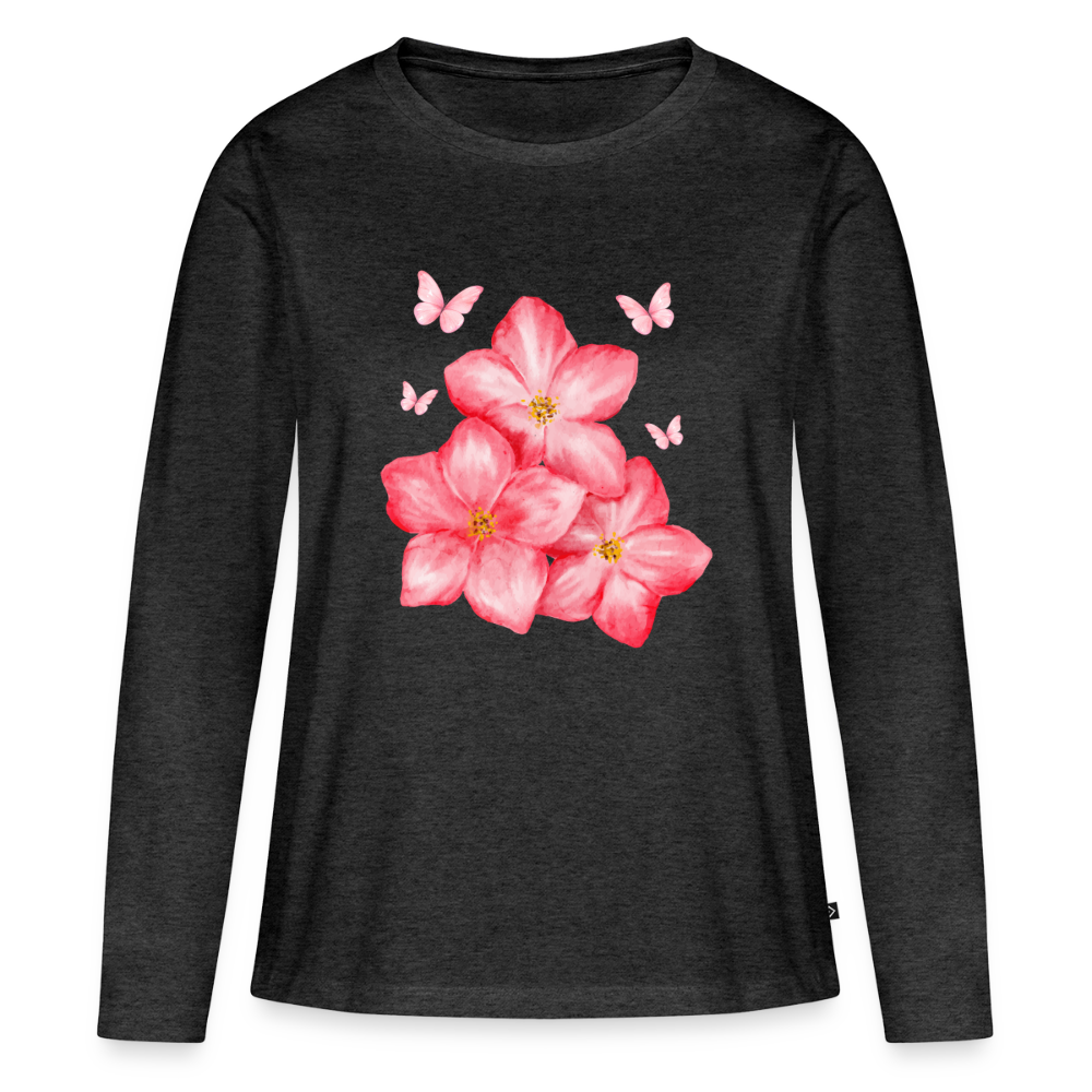 Frauen Premium Langarmshirt - Anthrazit meliert