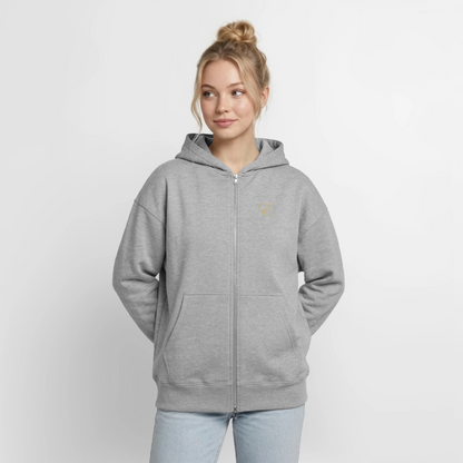 Oversized Heavyweight Unisex Zip Hoodie - Grau meliert