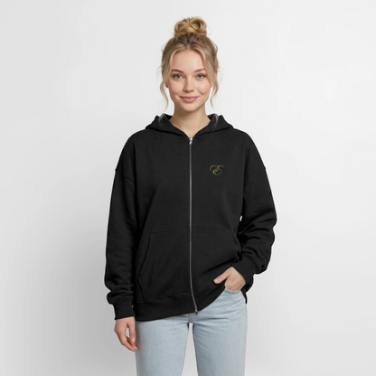 Oversized Heavyweight Unisex Zip Hoodie - Schwarz