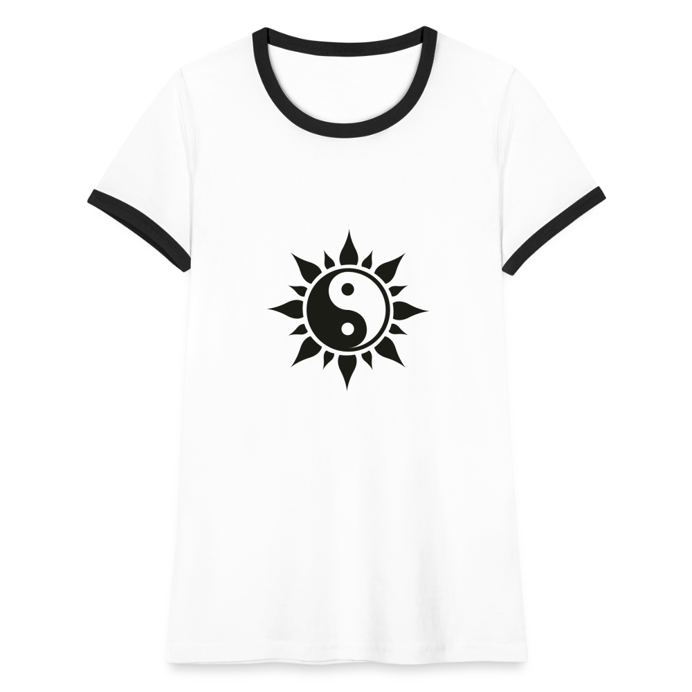 Frauen Ringer T-Shirt - Weiß/Schwarz