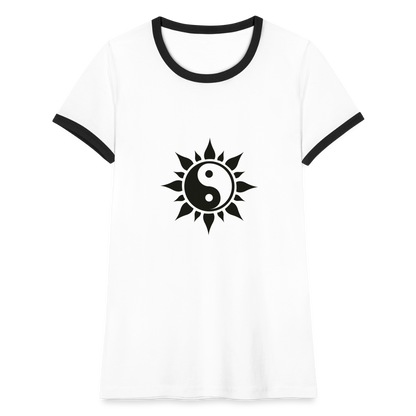 Frauen Ringer T-Shirt - Weiß/Schwarz