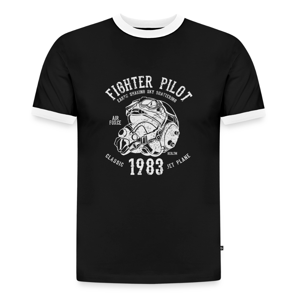 Slim Fit Männer Organic Contrast T-Shirt - Schwarz/Weiß
