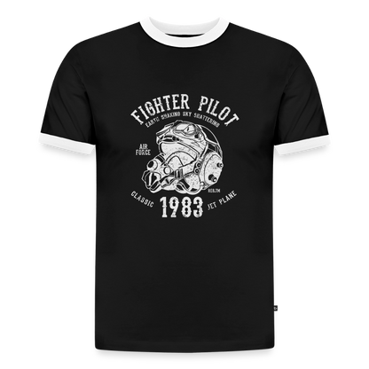 Slim Fit Männer Organic Contrast T-Shirt - Schwarz/Weiß