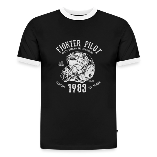Slim Fit Männer Organic Contrast T-Shirt - Schwarz/Weiß