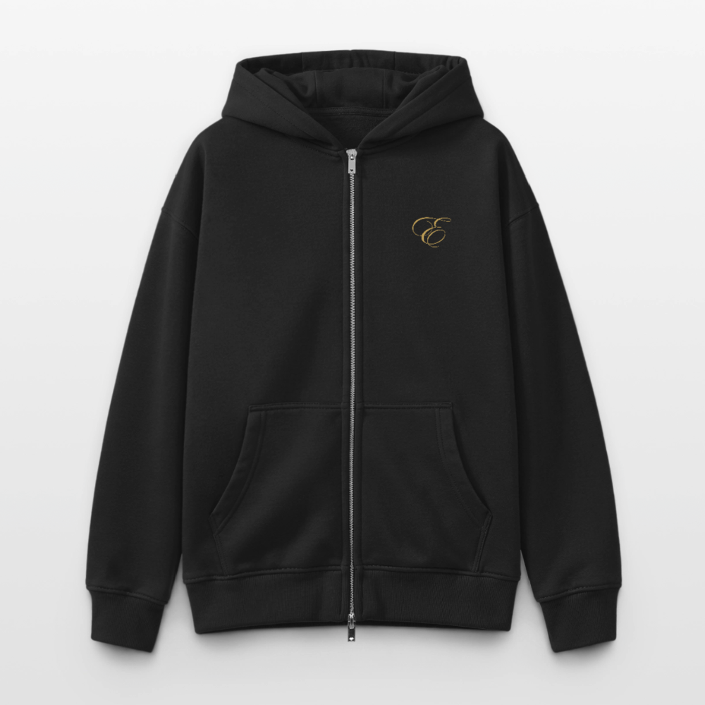Oversized Heavyweight Unisex Zip Hoodie - Schwarz