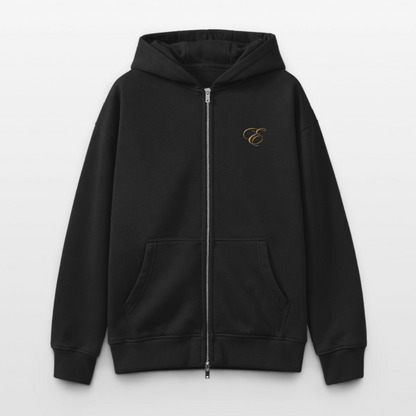Oversized Heavyweight Unisex Zip Hoodie - Schwarz