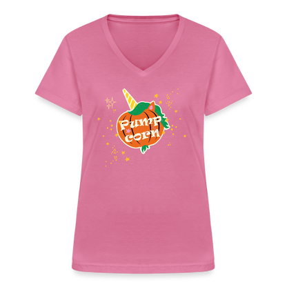 Klassisches Frauen-T-Shirt mit V-Ausschnitt - Pink