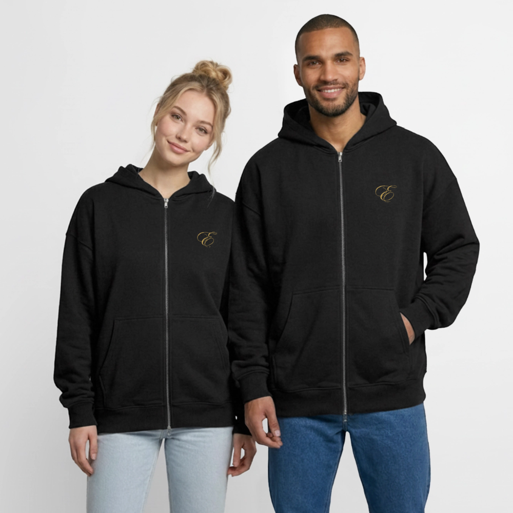 Oversized Heavyweight Unisex Zip Hoodie - Schwarz