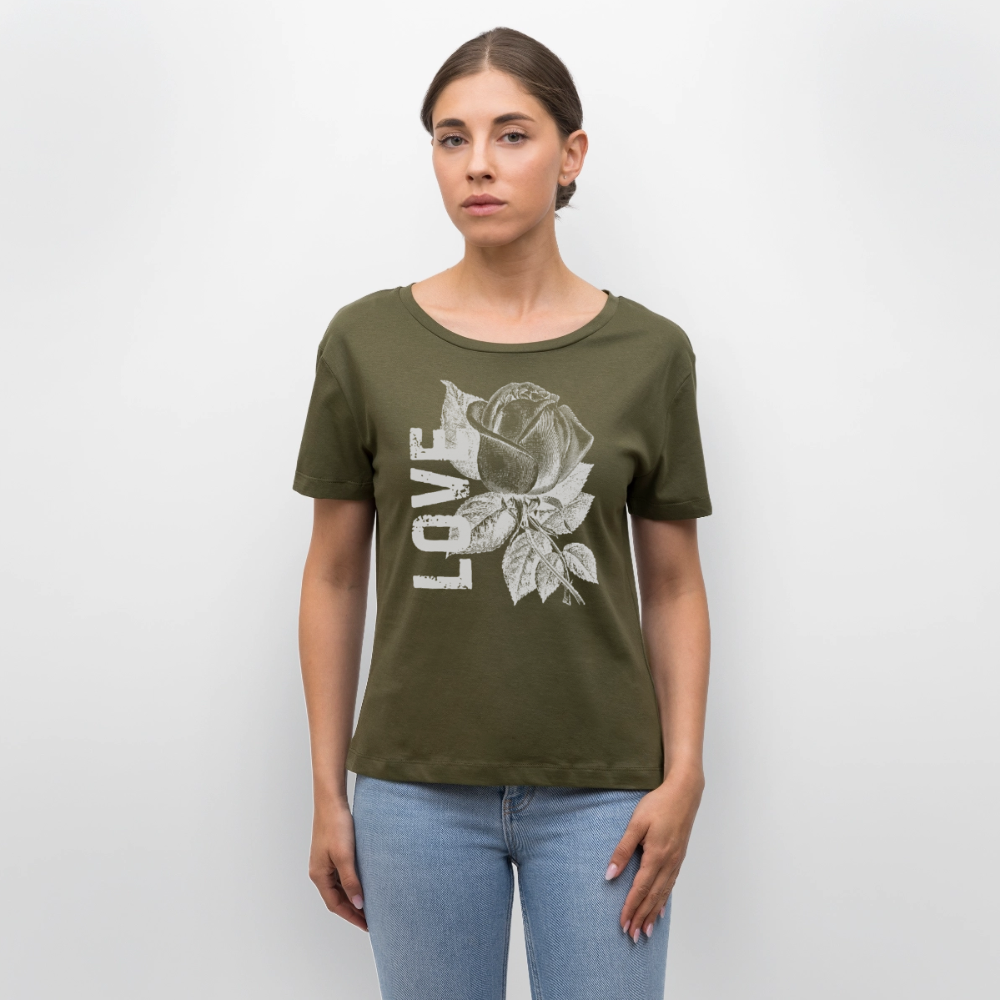 Relaxed Rundhals Frauen Bio-T-Shirt - Khaki