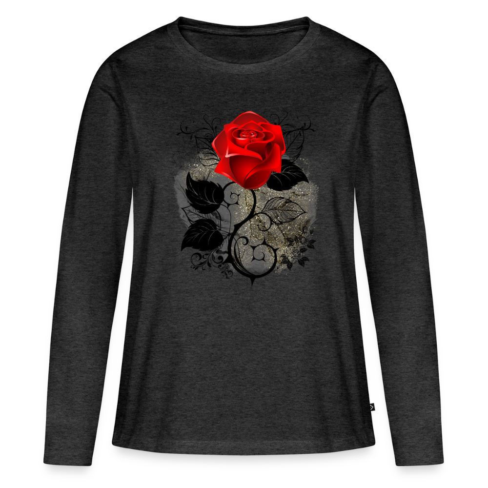 Frauen Premium Langarmshirt - Anthrazit meliert