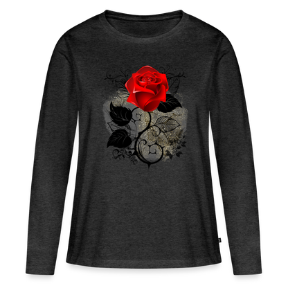 Frauen Premium Langarmshirt - Anthrazit meliert