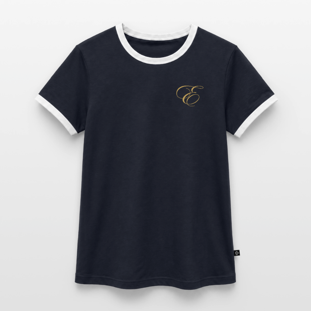 Frauen Kontrast-T-Shirt - Navy/Weiß 