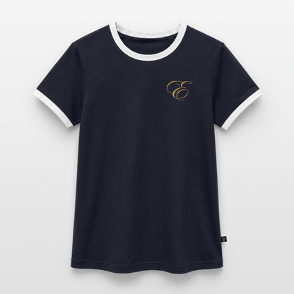 Frauen Kontrast-T-Shirt - Navy/Weiß 