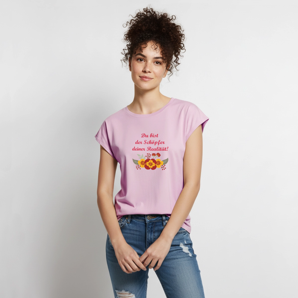 Frauen T-Shirt mit gerollten Ärmeln - Altrosa