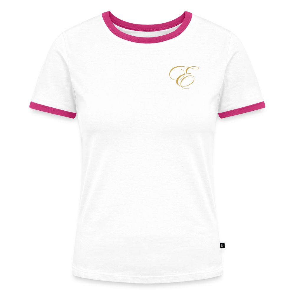 Frauen Kontrast-T-Shirt - Weiß/Fuchsia