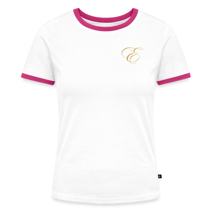 Frauen Kontrast-T-Shirt - Weiß/Fuchsia