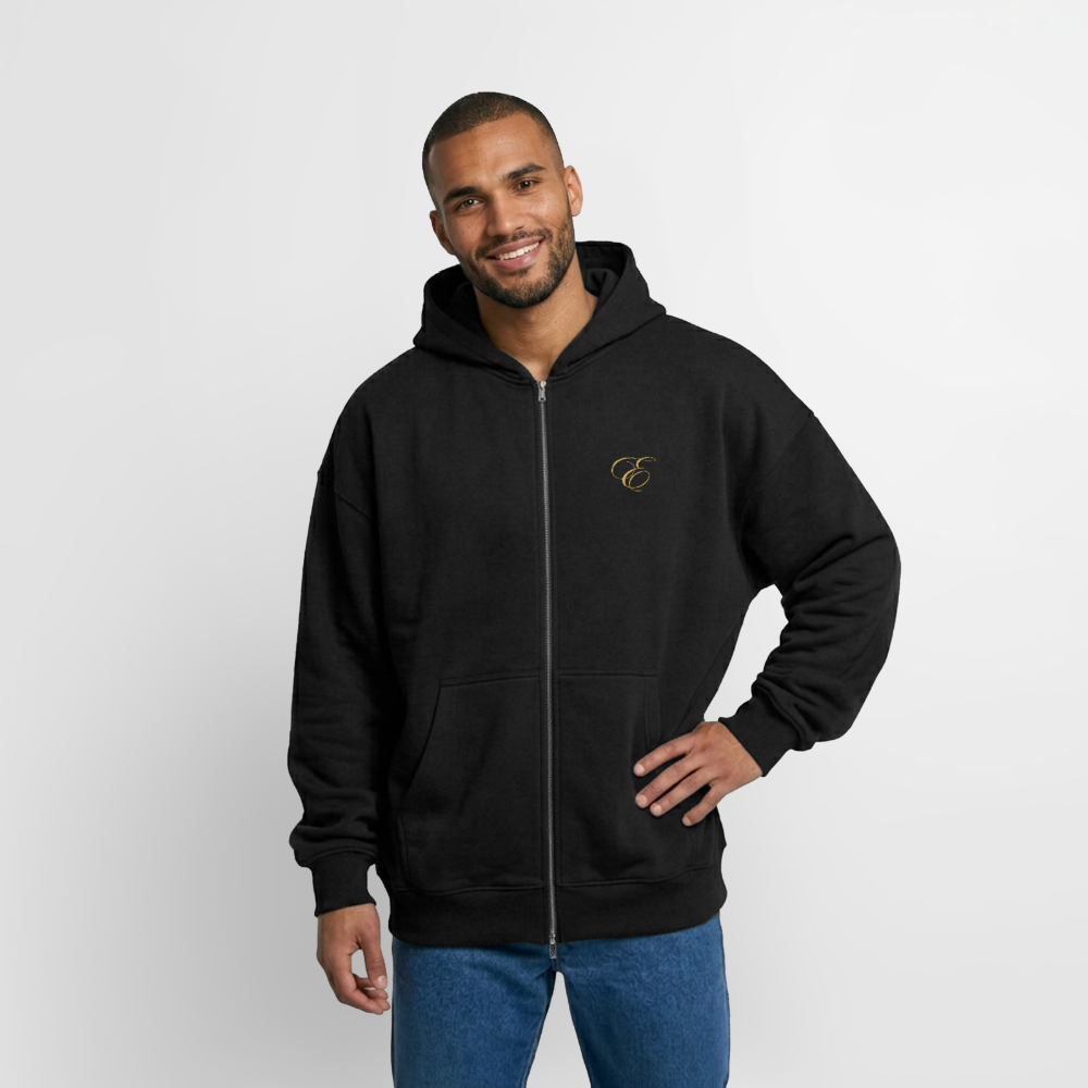 Oversized Heavyweight Unisex Zip Hoodie - Schwarz