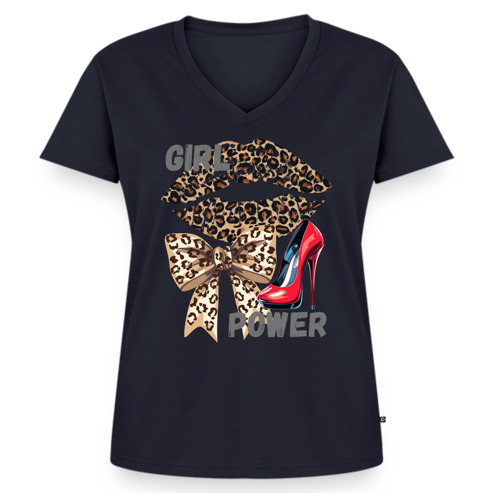 Frauen Bio-T-Shirt mit V-Ausschnitt - Navy