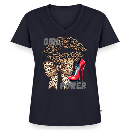 Frauen Bio-T-Shirt mit V-Ausschnitt - Navy