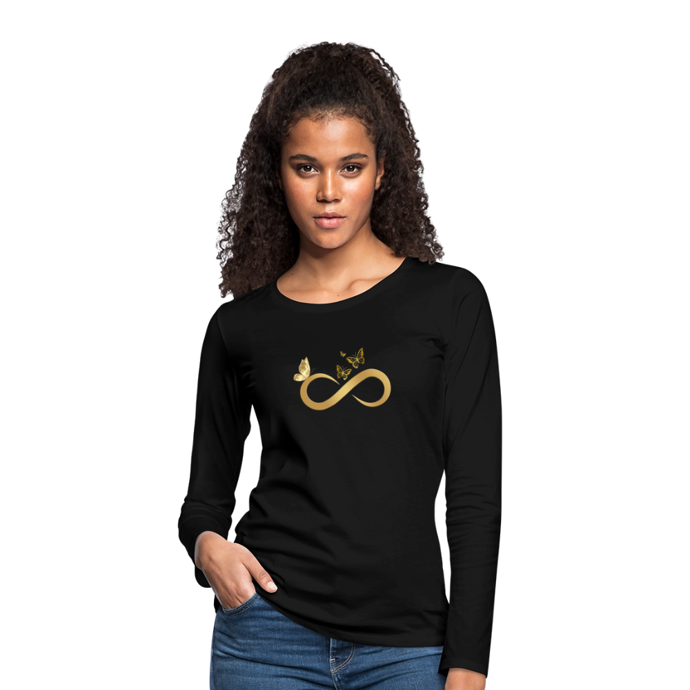 Frauen Premium Langarmshirt - Schwarz