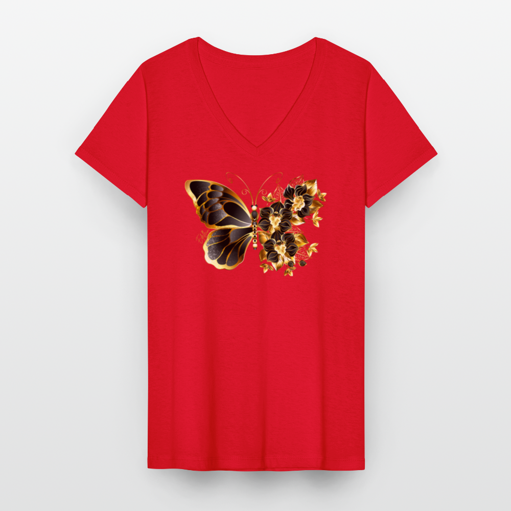 Klassisches Frauen-T-Shirt mit V-Ausschnitt - Rot